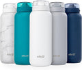 Ello Cooper 40oz Stainless Steel Water Bottle with Straw and Carry Handle, Double Walled and Vacuum Insulated Metal, Leak Proof Locking Lid with Soft Silicone Spout, Reusable, BPA Free, White