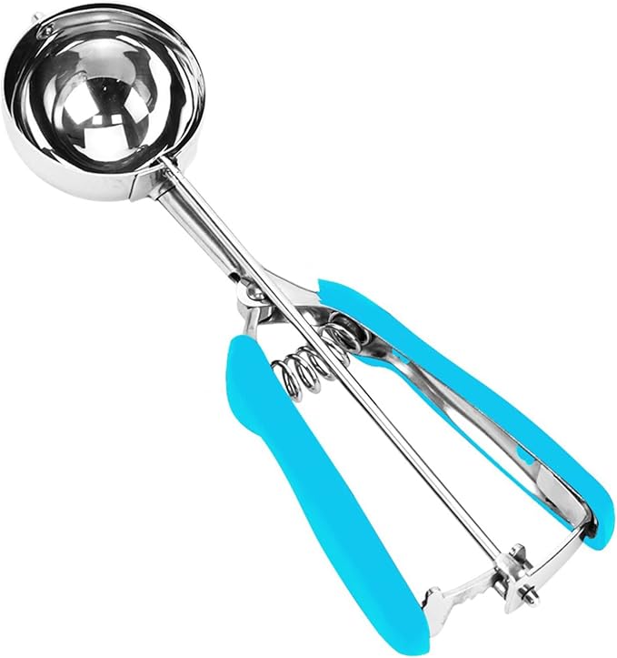 Ice Cream Scoop, 18/8 Stainless Steel Cookie Scoop, Cookie Scoops for Baking, 4 Tbsp/ 60 ml/ 2 oz Cookie Dough Scoop, Ice Cream Scooper with Trigger Release, Cookie Scooper for Baking(Blue)