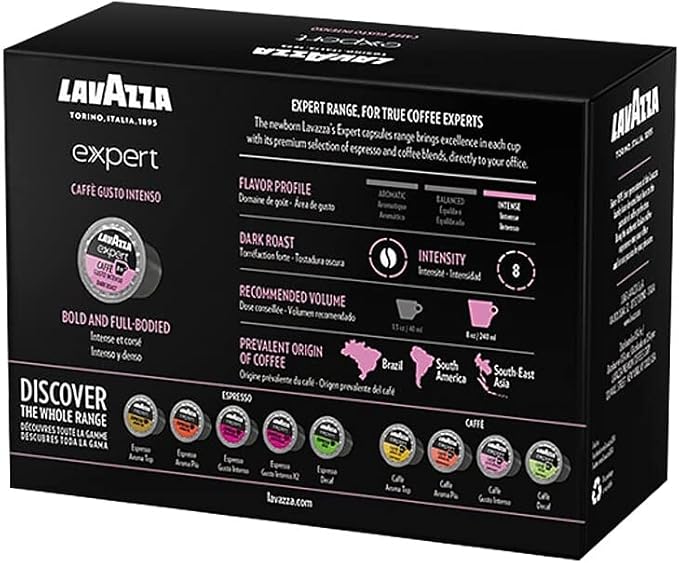 Lavazza Expert Intenso Coffee Capsules, Dark Roast, Arabica and Robusta Blend, Compatible with Lavazza Classy Plus Machine (36 Capsules)