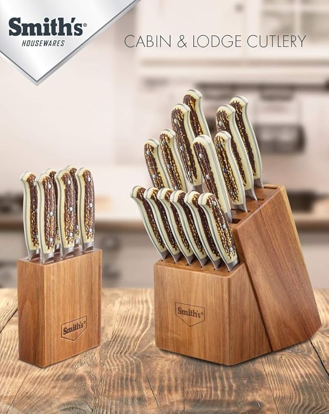 Smith's 51032 Cabin & Lodge Cutlery Block Set (14-Piece), One Size, Gray