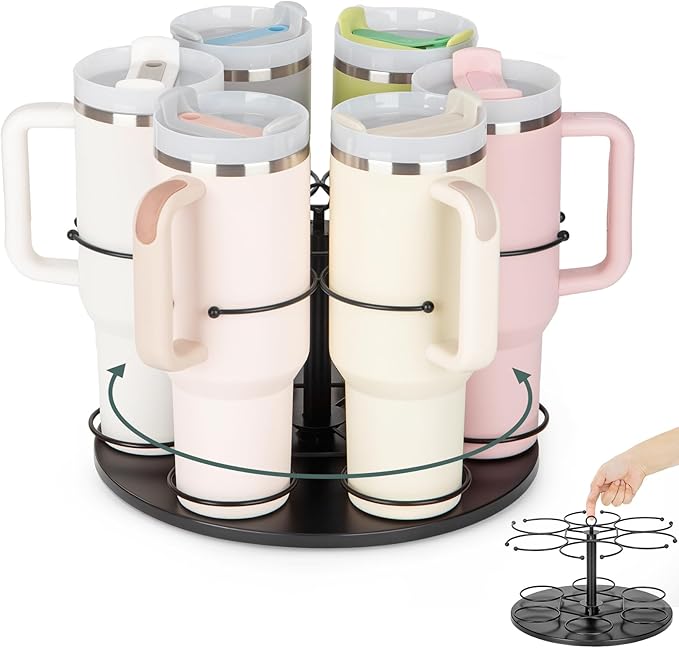 Upgraded Water Bottle Organizer for Stanley 40 oz/30 oz/20 oz,Rotating Stanley Cup Organizer Holder,Tumbler Holder Organizer, Easy to Install Kitchen Organizers and Storage for Stanley Cup Accessories