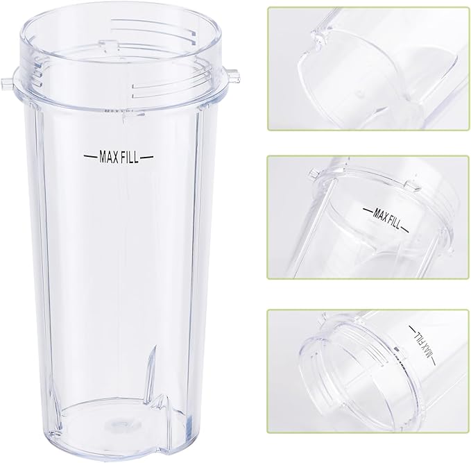 Replacement16oz Blender Cup for Ninja,Single Serve Blender Cup With Lids Set For BL770 BL780 BL660 BL740 BL810 Nutri Ninja Series Blenders (2-pack)