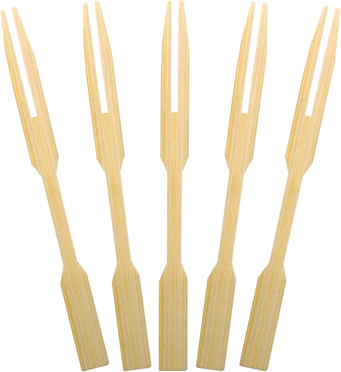 [2 Packs of 110 PCS] 3.5 inch Appetizer Picks, Prong Mini Fork for Appetizers, Cocktail Forks Appetizer Forks, Bamboo toothpicks for Appetizer, Wooden Food Picks for Fruit, Charcuterie Accessories.