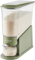 Rice Dispenser 11Lbs, Slim Rice Storage Container for Small Space, BPA-Free Clear Dry Food Dispenser Sealed Moisture Proof, Grain&Cereal Storage Bucket for Kitchen Pantry Household,Green