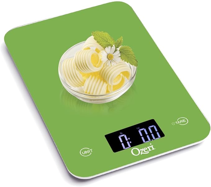 Ozeri Touch Professional Tempered Glass Digital Kitchen Scale, Lime Green
