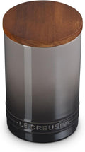 Le Creuset Signature Salt Cellar and Storage Canister with Wood Lid, 26 oz., Oyster