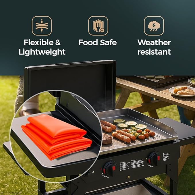 Silicone Grill Cover Mat | Heat-Resistant, Non-Stick, BPA-Free | Silicone Cover for Blackstone Griddle, Protects Grates, Easy to Clean, Fits Most Grills, Reusable BBQ Mat - 28 Inch