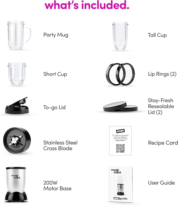 Magic Bullet Blender, Small, Silver, 11 Piece Set (Pack of 2)