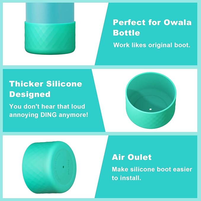 2PCS Silicone Water Bottle Boot for Owala 40oz, Protective Bottom Bumper Anti-Slip Sleeve for FreeSip, Twist, and Flip Stainless Steel Bottles, Dishwasher Safe and BPA Free