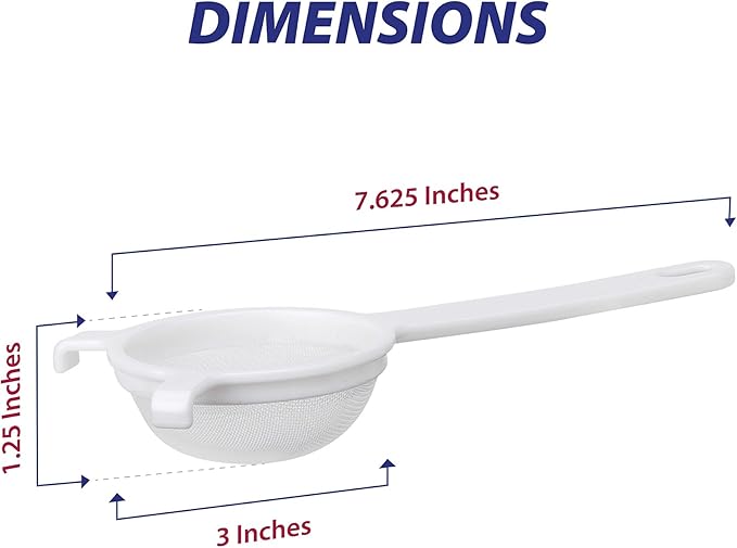 HIC Kitchen Double-Ear Fine Mesh Strainer, BPA-Free, 3-Inch, For Sifting Baking Ingredients, Straining, And Draining Soups And Sauces