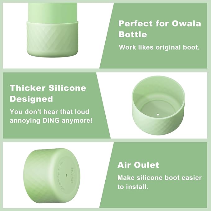 2PCS Silicone Water Bottle Boot for Owala 32oz, Protective Bottom Bumper Anti-Slip Sleeve for FreeSip, Twist, and Flip Stainless Steel Bottles, Dishwasher Safe and BPA Free