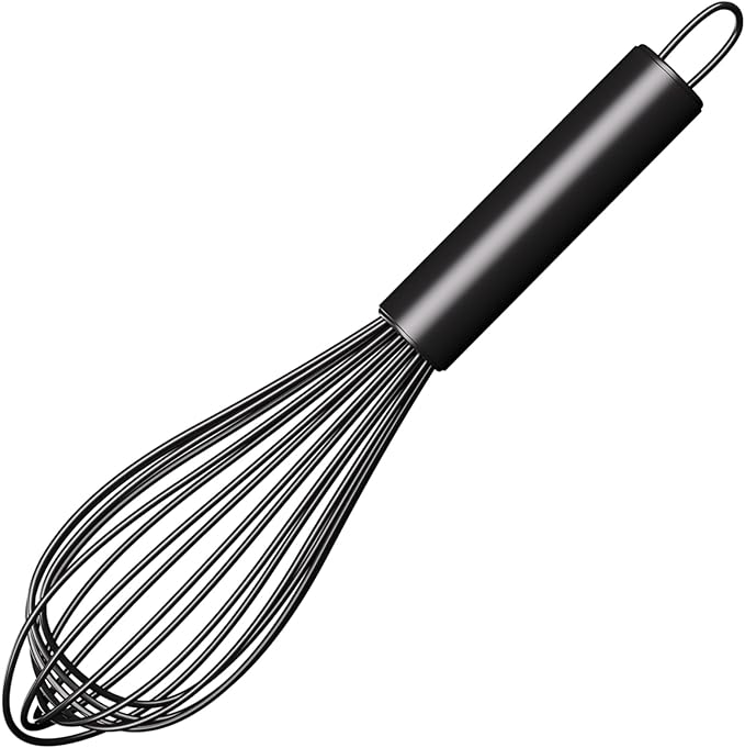 Maxjoy Silicone Whisk with Stainless Steel Wires - Balloon Egg Beater for Whisking, Stirring & Frothing, Heat Resistant Non Scratch 11 Inch Black