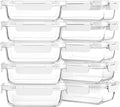 M MCIRCO 10-Pack 22 Oz Glass Meal Prep Containers with Lids - Microwave, Oven, Freezer & Dishwasher Safe - White