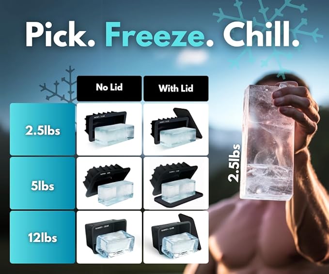 Alaskey® Giant Ice Block Mold 12 lbs (2-Pack) | Create Perfect Reusable Ice Bricks | Professional Silicone Mold for Crafting Extra Large Ice Cubes, Ideal for Ice Baths, Coolers, Bartender Accessories