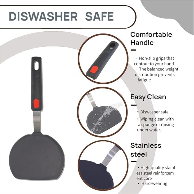 Silicone Spatula, Heat Resistant Food Grade Silicone Spatulas for Nonstick Cookware, Dishwasher Safe Kitchen Utensils BPA Free Rubber Spatula for Egg, Pancake, Fish, Burger