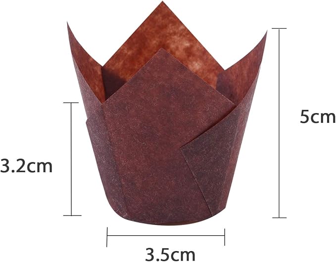 Ruisita 150 Pieces Mini Baking Cups Tulip Baking Cups Cupcake Liners Muffin Liners for Wedding, Birthday, Christmas, Baby Shower Parties (Brown, Natural, White)
