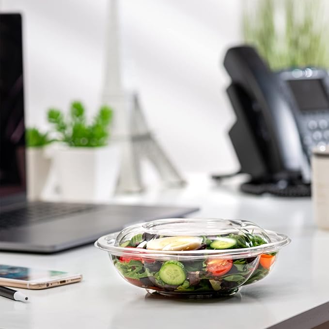 Comfy Package [18 oz. - 50 Count Clear Plastic Salad Bowls with Lids, Disposable Salad Containers - Perfect for Takeout, Salads, and Meal Prep