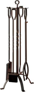 Fire Beauty 5 Pieces Fireplace Tools Sets Fireplace Accessories Tools Holder with Handles Tools for Indoor Fireplace Decor Outdoor Fire Pit Modern Tool(Sanded Black)