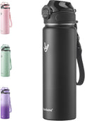 Enerbone 24 oz Insulated Water Bottle, Stainless Steel Bottle with Carrying Strap, Double-Wall Vacuum Insulation Design, Leakproof Sports Bottle with Straw, Keep Drinks Cold or Hot for Hours