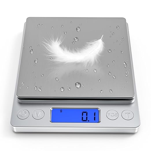 Rechargeable Digital Food Scale with Gram and Ounce, Measuring Range 0.1g/3kg(6.6lb), Smart Kitchen Scale for Food, Baking, Cooking, Sourdough Bread, Weight Loss - Small Kitchen Gadget Product