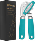 Beneno Heavy Duty Hand Can Opener Manual with Magnet, Durable Sharp Carbon Steel Blade Smooth Cutting, Big Effort-Saving Knob & Soft Grip Handle, Multifunctional Bottle Opener, Turquoise