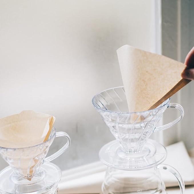 Hario V60 Plastic Coffee Dripper, 02, Clear (Pack of 2)