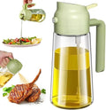 Olive Oil Sprayer Mister for Cooking,2 in 1 Olive Oil Dispenser Bottle for Kitchen,17oz Oil Sprayer for Cooking,Premium Glass Oil Mister Bottle for Air Fryer,Barbecue,Salad,Frying,BBQ (Green 1 Pack)