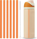 Straws Replacement Compatible with Owala Freepsip 24oz,32oz Water Bottle,Replacement Parts For Owala Free Sip Sway 30 oz,Include 6 BPA-FREE Straws and 1 Cleaning Brush(Citrus Orange)