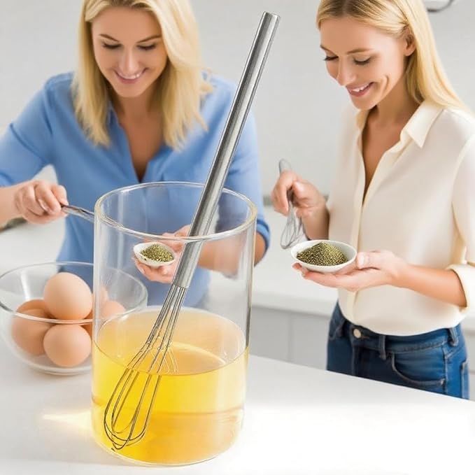 FLYINGSEA Whisks,Small Whisk,Mini Whisk,Stainless Steel Whisks,Cooking and Kitchen Gadget.(1 Pcs)