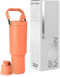 Simple Modern Trek Pivot | 40oz Flip Straw Tumbler with Handle | Water Bottle & Boot | Interchangeable Straw & Chug Lids | Insulated Stainless Steel Jug | Gym Sports Outdoors | Clementine