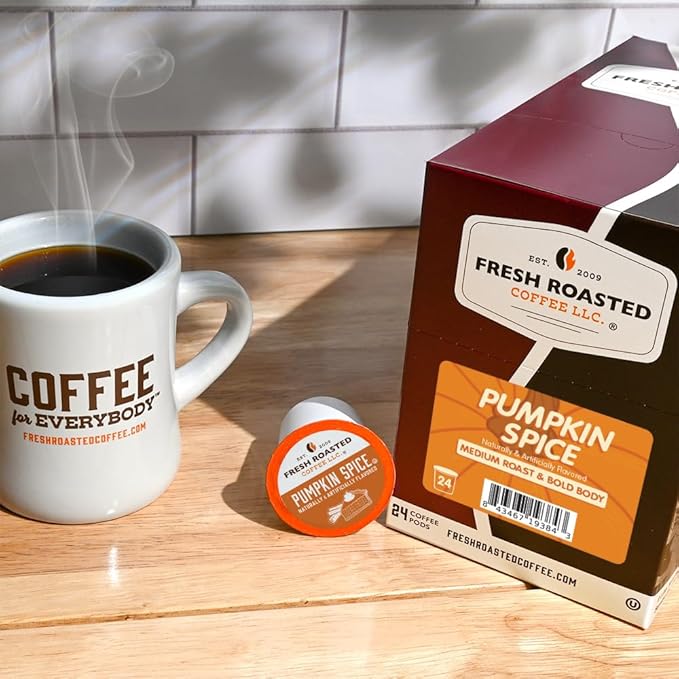 Fresh Roasted Coffee, Pumpkin Spice, Flavored Coffee Pods, K-Cup Compatible, 24 Count