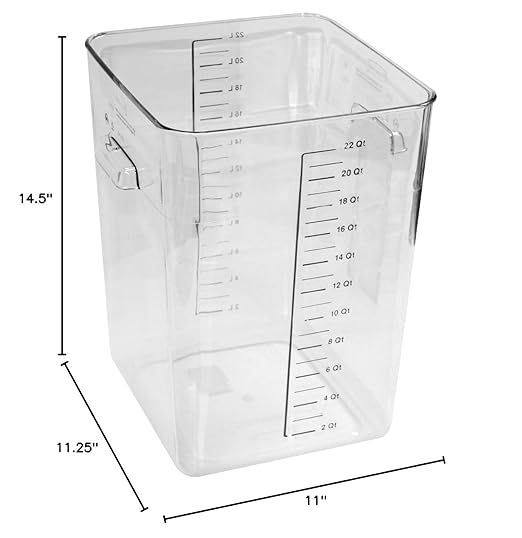 Rubbermaid Commercial Products, Space Saving Square Food Storage Container, 22 Quart, Clear, for Kitchen/Sous Vide/Meal Prep