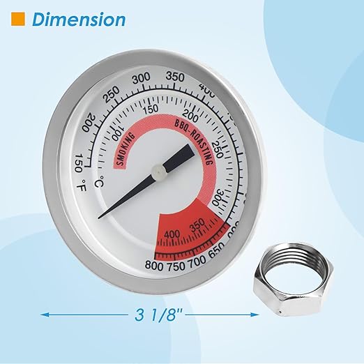 3 1/8" Grill Thermometer Gauge for Kitchen Aid 720-0954 720-0819 720-0953 720-0826 KitchenAid Grill Replacement Parts Grill Thermometer, Kirkland 720-1068 Oklahoma Joe 15202029 16202046