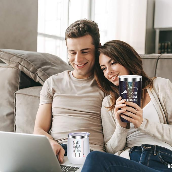 Wedding Anniversary for Couple Friend Lovers Cups Stainless Steel Wine Tumbler Travel Mug with Straw and Lid,2 Pack