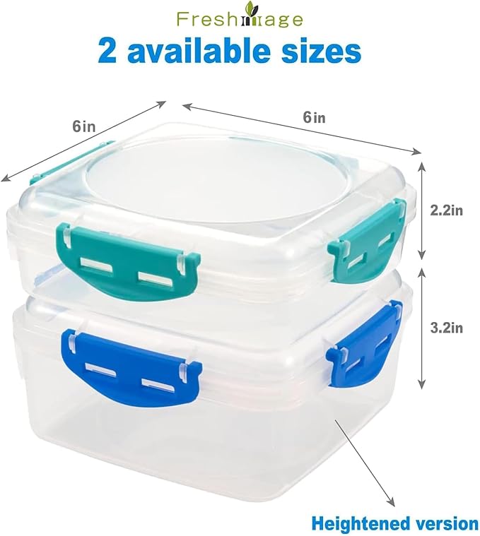 4 PCS Sandwich Containers - 100% Airtight & BPA-Free & Microwave & Dishwasher Safe Kitchen Storage Containers with Upgraded Snaps, 2 heightened Containers for Lunch Boxes and 2 normal version