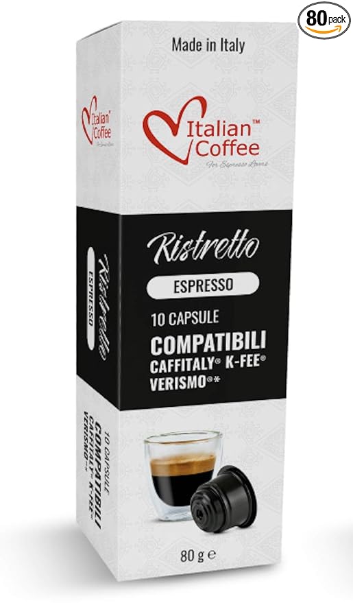 ITALIAN COFFEE FOR ESPRESSO LOVERS Italian Coffee capsules compatible with Verismo, CBTL, Caffitaly, K-fee systems (80 pods RISTRETTO blend)