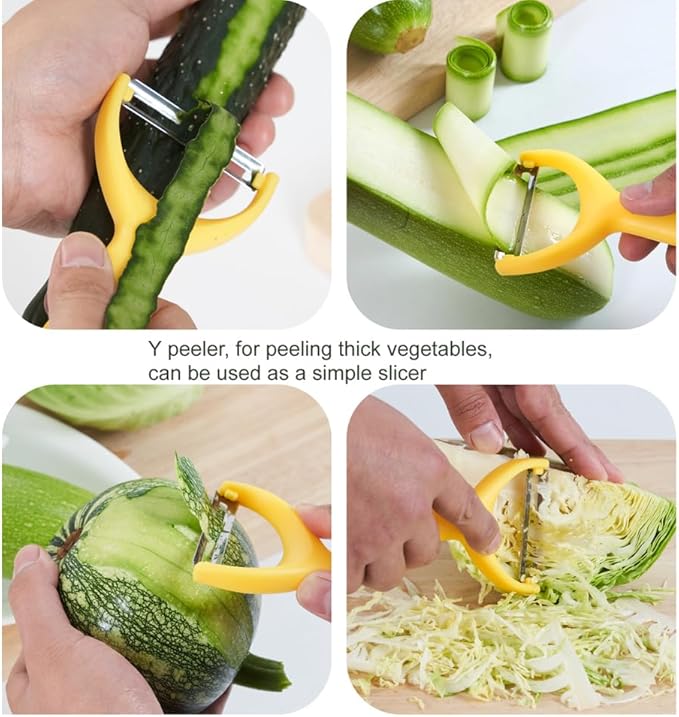 6 Pcs Kitchen Vegetable Potato Peeler Set, Including Corn Peeler, Corn Stripper for Corn on the Cob Tool, Potato, Carrot, Apple Peelers + Orange Peeler Tool, Y Peeler for Veggie & Fruit(Color-1)