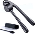 Premium Garlic Press Stainless Steel - Elevate Your Culinary Experience with Our Premium Garlic Mincer, Crusher & Peeler Set, Dishwasher Safe & Rust-proof (Matte-Black)