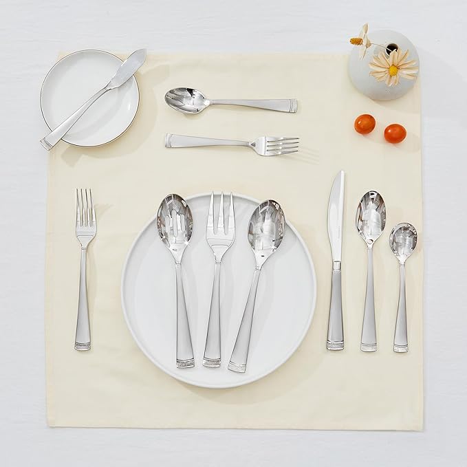 KINGSTONE Silverware Set, 30-Piece Flatware Set for 6, 18/10 Stainless Steel Cutlery Set with Bead Edge, Utensil for Kitchen, Home, Party, Wedding, Mirror Polished, Dishwasher Safe
