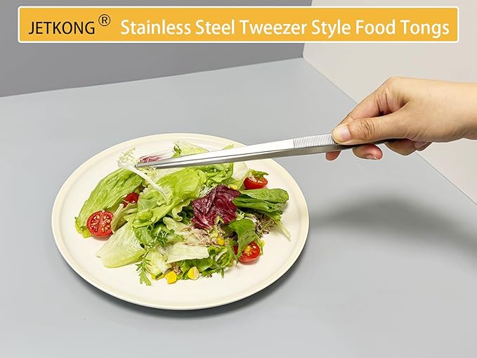 JETKONG 16 Inch Cooking Tweezers Extra Long Kitchen Tweezers, Large Stainless Steel Tweezer Tongs for Cooking Grilling and BBQ