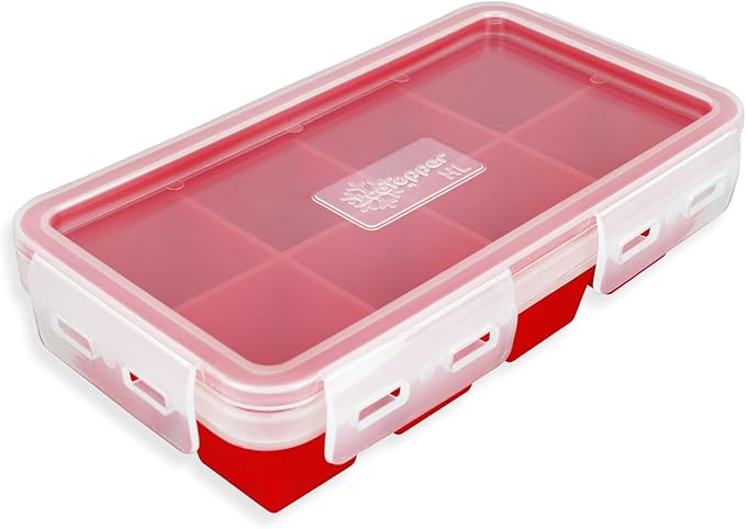 IceTopper Ice Cube Tray with 2 Attached Lids - Easy Release Ice Cube Molds, 14 Cubes per Tray, Stackable & Dishwasher Safe, 100% Food Grade, BPA Free & Recyclable (XL, 1 Pack)