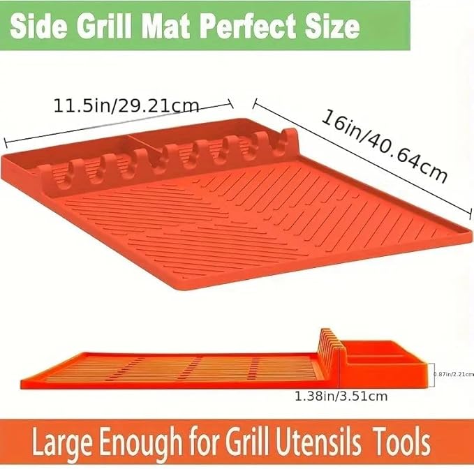 Emptycolor Silicone Grill Mat for Blackstone Griddle, Heat Resistant Non-Slip Griddle Mat for Outdoor Grill Cooking, Silicone Spatula Tool Mat for Blackstone Accessories with Drip Pad