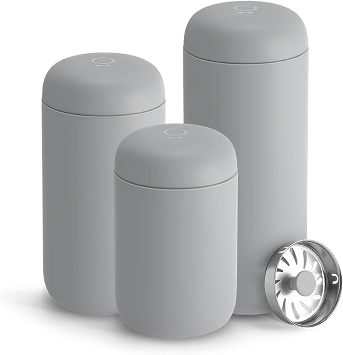 Fellow 12 oz Carter Move Travel Mug - Vacuum-Insulated Stainless Steel Travel Coffee Mug - Coffee Tumbler with Ceramic Interior and Splash Guard - Matte Grey