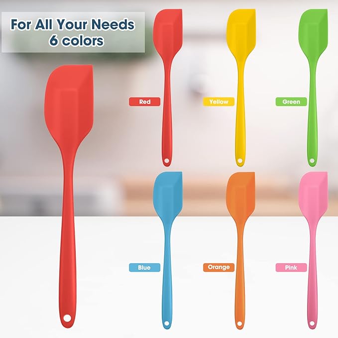 Irenare 30 Pcs Silicone Spatulas 11 Inch Large Rubber Spatulas Heat Resistant Non Stick Flexible Scrapers Baking Mixing Tool Cookware Dishwasher Safe, 6 Colors