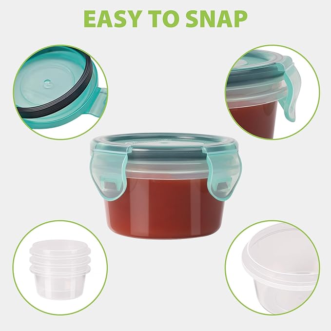 Freshmage 12 Pack Salad Dressing Container to Go, 2.7 oz Small Condiment Containers with Leakproof Lids for On-the-Go Meals, Reusable Sauce Containers BPA-Free