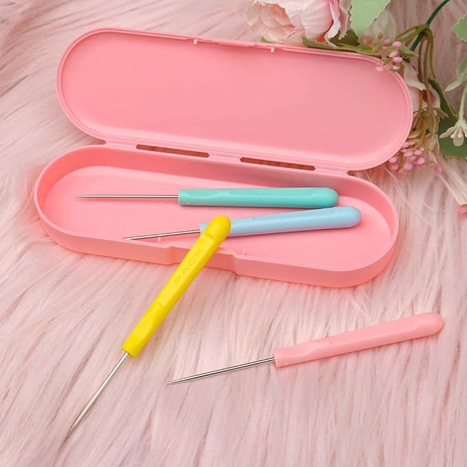 4Pcs 5.2 Inches Sugar Stir Needle, Cookie Scribe Needles Cake Decorating Needle Tool Cookie Decoration Supplies for Baking Lovers（Pink)