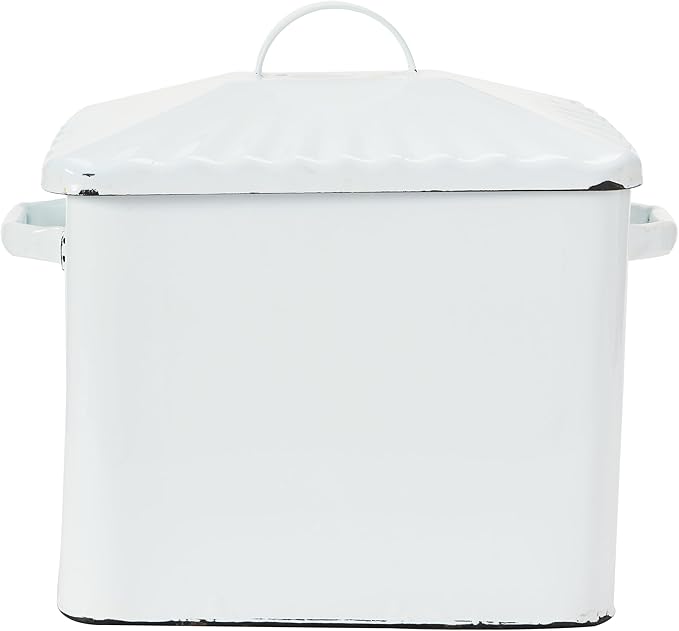 Creative Co-Op Distressed White Bread Box with Lid