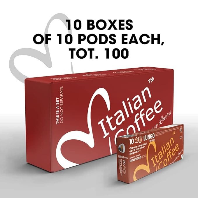 Italian Coffee for Espresso Lovers pods compatible with Nespresso Original machines, Italian Expresso capsules (100 Lungo regular pods, 100 Count (Pack of 1))