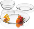 Libbey Round 12 Piece Glass Dinnerware Set, Stackable Glass Plate and Bowl Set w/Round Shape, Modern Plates and Bowls Sets for Gatherings, and Everyday Use