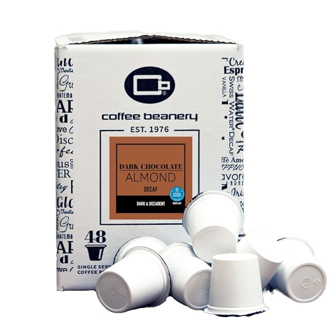 Dark Chocolate Almond Decaf Coffee Pods by Coffee Beanery | 192ct Bulk Flavored Decaf Coffee Pods Medium Roast Coffee